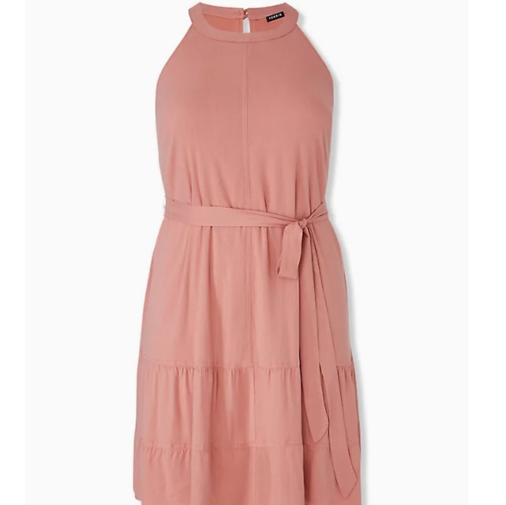 NWT, Dusty Coral woven sleeveless tiered dress